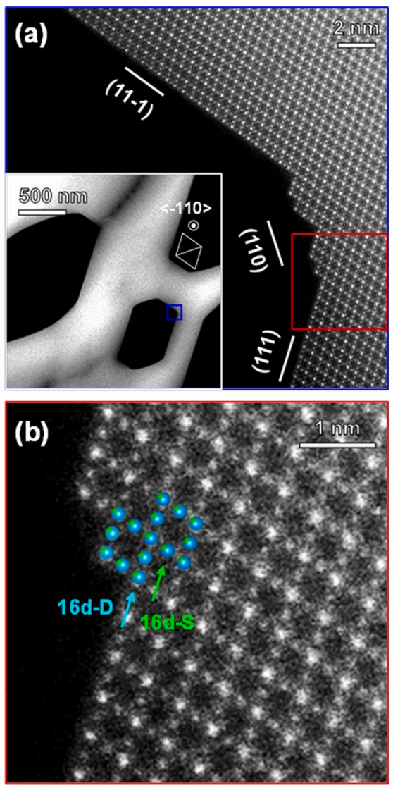 Li4Ti5O12纳米晶粒ADF-STEM原子分辨率成像